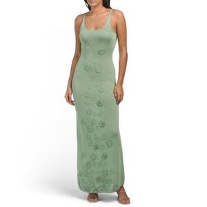 Caroline Constas NWT green knit flower maxi dress